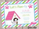 Dog themed Birthday Invitations Puppy Birthday Party Invitation Dog Party Invite Puppy