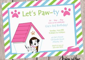 Dog themed Birthday Invitations Puppy Birthday Party Invitation Dog Party Invite Puppy