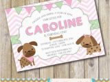 Dog themed Birthday Invitations Puppy Dog themed Birthday Party Invitation Girl Puppy