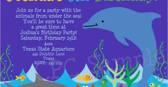 Dolphin Birthday Invitations Dolphin Aquarium Birthday Invitations