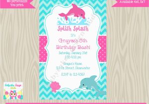 Dolphin Birthday Invitations Dolphin Birthday Party Invitation Invite Pool Party by