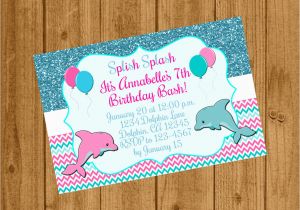 Dolphin Birthday Invitations Dolphin Under the Sea Birthday Invitation Under the Sea Party