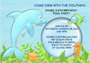 Dolphin Birthday Invitations Items Similar to Dolphin Fish Under the Sea Pool Party