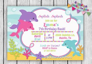 Dolphin Birthday Invitations Printable Dolphin Birthday Invitation Dolphin by Stardustpartyprints