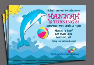 Dolphin Birthday Invitations Printable Dolphin Invitation Printable or Printed with Free Shipping