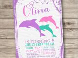 Dolphin Birthday Invitations Printable Dolphin Invitations Shabby Chic Little Mermaid Silhouette