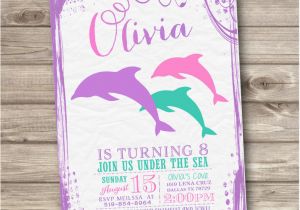 Dolphin Birthday Invitations Printable Dolphin Invitations Shabby Chic Little Mermaid Silhouette