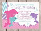 Dolphin Birthday Invitations Printable Printable Pink Dolphin Birthday Party Invitation Pink and