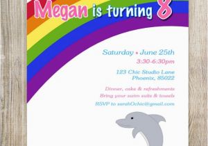 Dolphin Birthday Invitations Printable Printable Rainbow Dolphin Party Birthday Invitation Sarah O