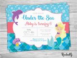 Dolphin Birthday Invitations Under the Sea Mermaid and Dolphin Birthday Invitation