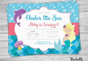 Dolphin Birthday Invitations Under the Sea Mermaid and Dolphin Birthday Invitation