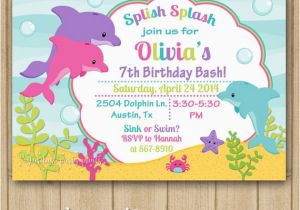 Dolphin Invitations Birthday Dolphin Birthday Invitation Dolphin Invitation Dolphin