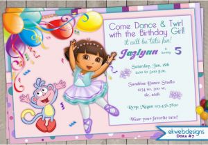 Dora Birthday Cards Free Printable Dora the Explorer Birthday Invitation Dora Ballerina