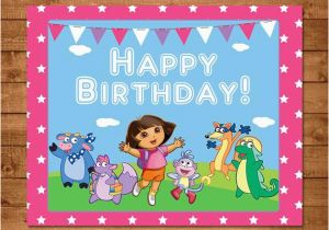 Dora Happy Birthday Banner Dora the Explorer Printable Birthday Sign Pink Dora Birthday