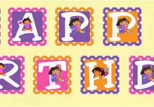 Dora Happy Birthday Banner Dora the Explorer themed Printable Happy Birthday Banner