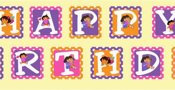 Dora Happy Birthday Banner Dora the Explorer themed Printable Happy Birthday Banner