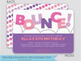 Double Sided Birthday Invitations Bounce Birthday Party Invitation 2 Sided Instant Download