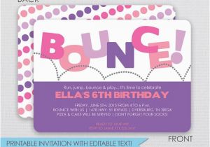 Double Sided Birthday Invitations Bounce Birthday Party Invitation 2 Sided Instant Download
