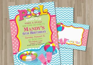 Double Sided Birthday Invitations Double Sided Pool Party Birthday Invitation Diy Card Pool