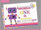 Double Sided Birthday Invitations Girl Robot Birthday Invitation Girl Science First Birthday