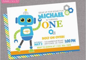 Double Sided Birthday Invitations Robot Birthday Invitation Boy Robot Invite Science First