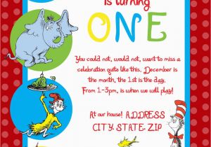 Dr Seuss 1st Birthday Decorations Dr Seuss First Birthday Party Invitation by Sdgraphicdesign