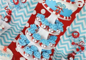 Dr Seuss 1st Birthday Decorations Kara 39 S Party Ideas Thing One Thing Two Dr Seuss Twins 1st