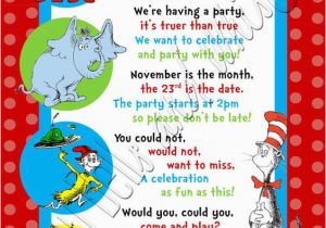 Dr Seuss 1st Birthday Party Invitations Custom Personalized Dr Seuss Inspired 1st 2nd or 3rd