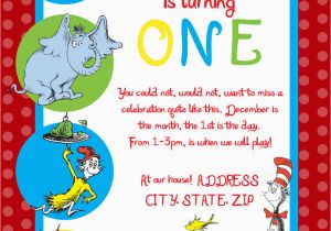 Dr Seuss Birthday Invitations Wording Dr Seuss First Birthday Party Invitation by Sdgraphicdesign