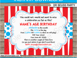 Dr Seuss Birthday Invite Dr Seuss Party Invitations Birthday Party Template