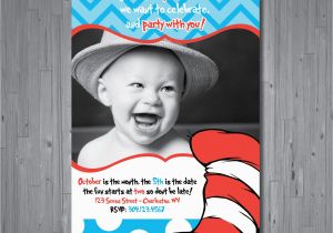 Dr Seuss First Birthday Invitations Dr Seuss Birthday Invitation First Birthday by Abbyreesedesign