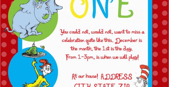 Dr Seuss First Birthday Invitations Dr Seuss First Birthday Party Invitation by Sdgraphicdesign