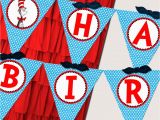 Dr Seuss Happy Birthday Banner Dr Seuss Banner Birthday Party Printable Stick to Your