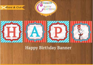 Dr Seuss Happy Birthday Banner Dr Seuss Happy Birthday Banner Cat In the by