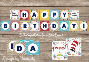 Dr Seuss Happy Birthday Banner Serendipitybellabows On Etsy