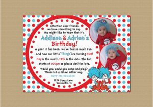 Dr Seuss Twin Birthday Invitations 1000 Images About Thing 1 Thing 2 Twin Birthday On