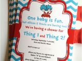 Dr Seuss Twin Birthday Invitations Dr Seuss Thing 1 and 2 Twins Birthday Party or Baby Shower