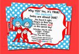 Dr Seuss Twin Birthday Invitations Dr Seuss Thing 1 Thing 2 Twin Invitation Baby by