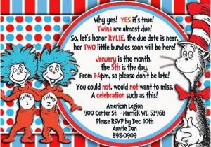 Dr Seuss Twin Birthday Invitations Dr Seuss Thing Thing Twin Baby Shower Invitation Shops