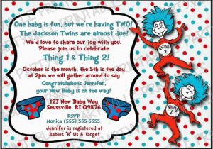 Dr Seuss Twin Birthday Invitations Printable Dr Seuss Baby Shower Invitations for One Baby