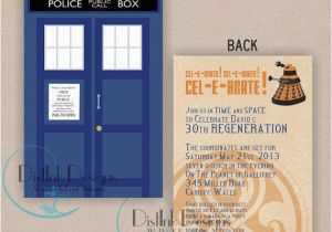 Dr who Birthday Invitations Doctor who Tardis Tardis Double Sided From Distinkdesigns On