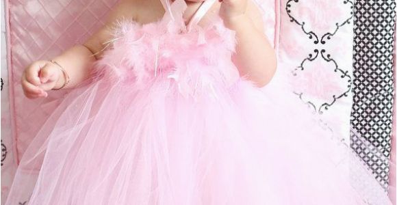 Dress for 1 Year Old Birthday Girl Gorgeous Light Pink Feather Tutu Dress for Baby Girl 6 18