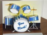 Drummer Birthday Cards Pop Up Blue Drum Set Birthday Card You Rock