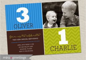 Dual Birthday Invitations Double Birthday Party Invitation Brothers Joint Party Invite