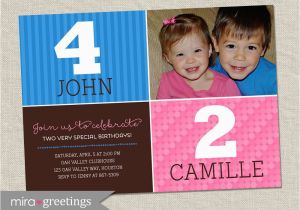 Dual Birthday Invitations Double Birthday Party Invitation Sibling Birthday or Joint