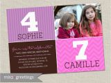 Dual Birthday Invitations Double Birthday Party Invitation Sisters Joint Party Invite