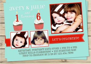 Dual Birthday Invitations Dual Birthday Party Invitations Printable Double Birthday
