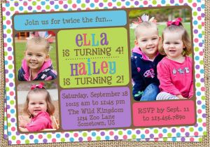 Dual Birthday Invitations Joint Birthday Party Invitation Wording