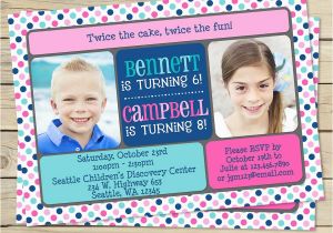 Dual Birthday Invitations Sibling Birthday Party Invitation Boy or Girl Double