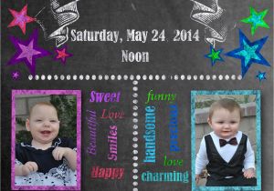 Dual Birthday Party Invitations Chalkboard Style Birthday Invitations Kustom Kreations